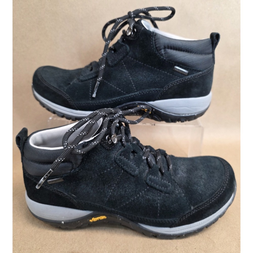 Dansko Sz 38 Women's Pearla Black Waterproof Suede Vibram Shoes Boots